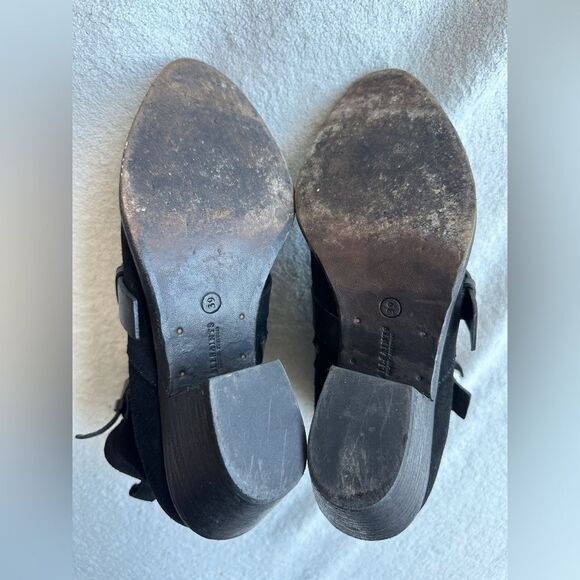 ALLSAINTS Lulu Triple Buckle Ankle Boot size 39 US 9 Black suede leather straps - Picture 11 of 13